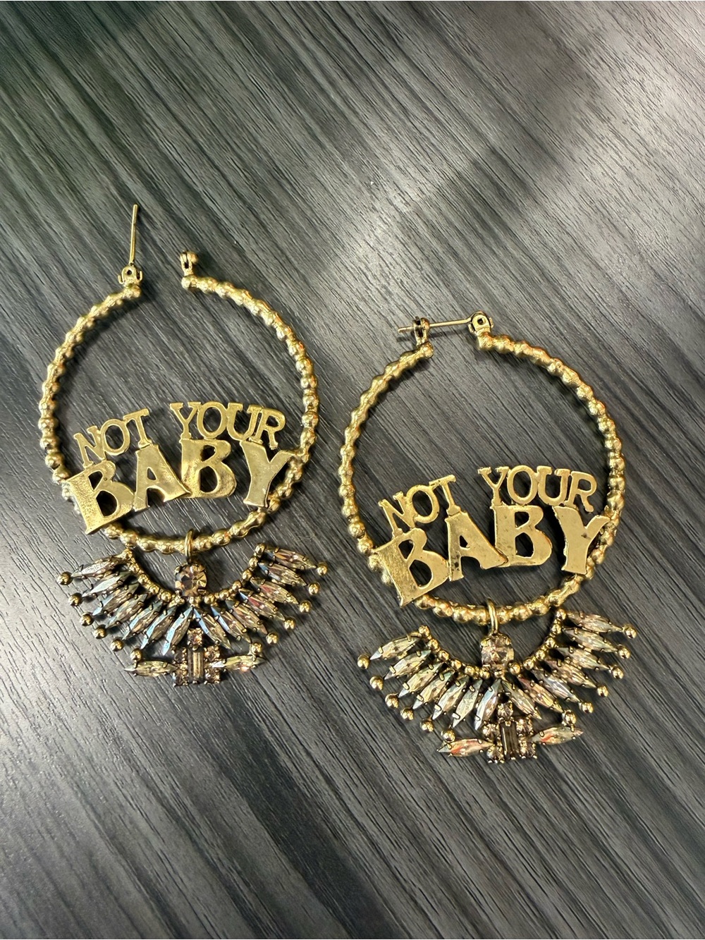 Dylan Lex Gold 'Not Your Baby' Statement Hoop Earrings - Bold Womens Jewelry